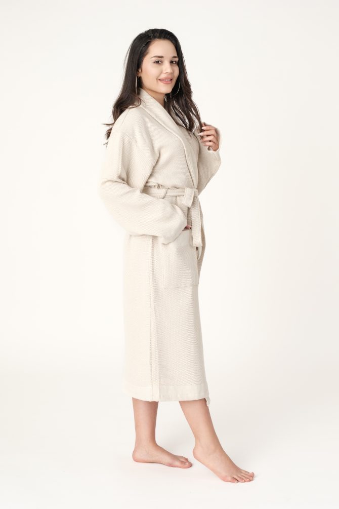 Lajel Elya | Premium Bornoz | %100 Pamuk | Otel, Spa, Ince, Krem,peştemal, Müslin | Unisex | Onesize
