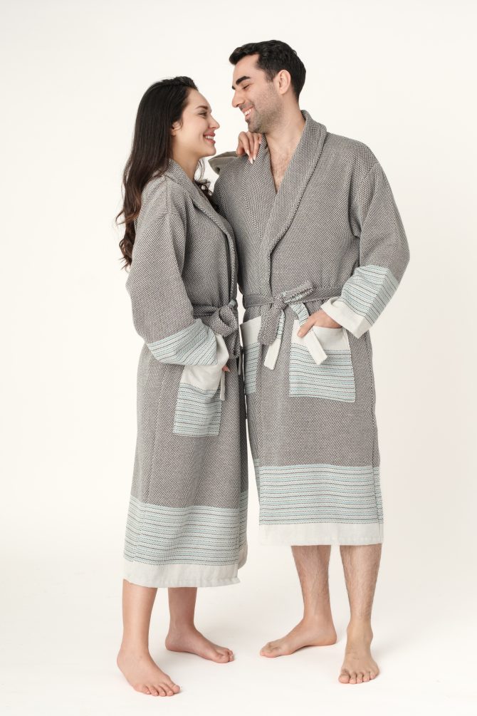 Lajel Couple | 2'li Premium Bornoz Takımı | %100 Pamuk | Otel, Spa, Ince, Müslin | Unisex | Onesize