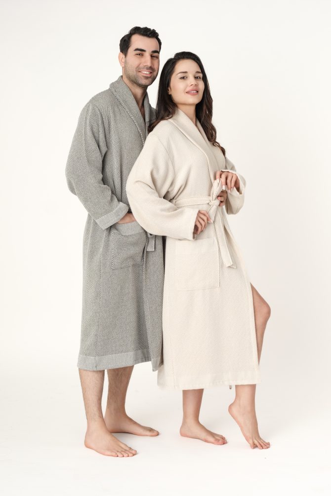 Lajel Couple | 2'li Premium Bornoz Takımı | %100 Pamuk | Otel, Spa, Ince, Müslin | Unisex | Onesize