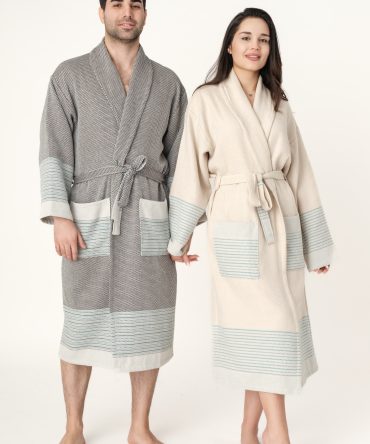 Lajel Couple | 2'li Premium Bornoz Takımı | %100 Pamuk | Otel, Spa, Ince, Müslin | Unisex | Onesize